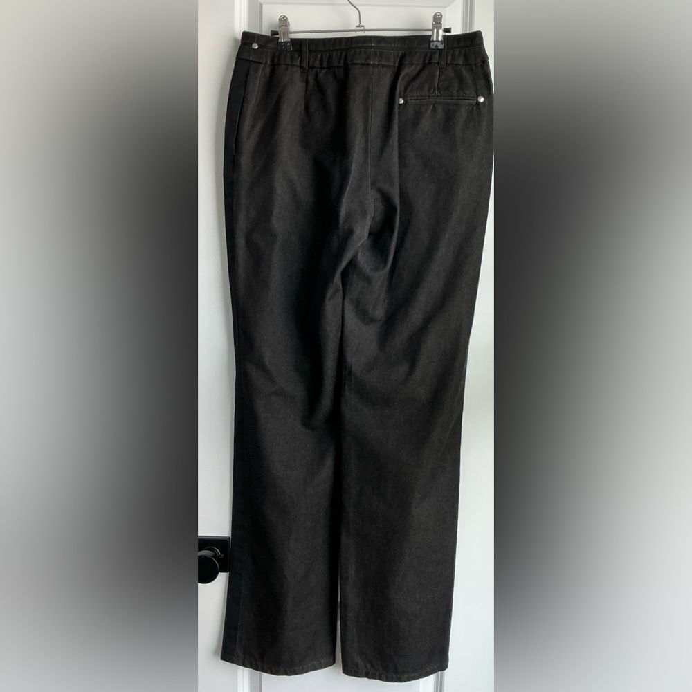 MaxMara Women’s Cotton Charcoal Gray Black Stripe Trouser (Size 12) - Picture 2 of 8